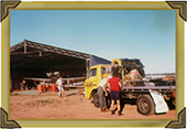 Mustang VH-BOB at the shed at Jerilderie